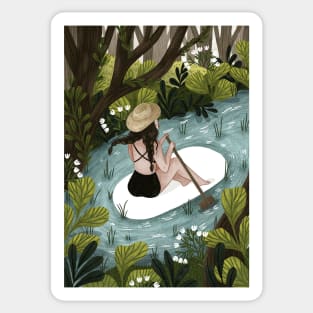 Paddling Down the River Sticker